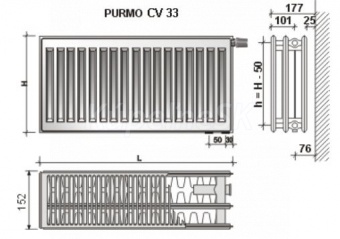 Purmo CV33 400x1200 Ventil Compact